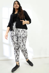 Amydus Geometric Camouflage Tummy Shaper Printed Plus Size Leggings