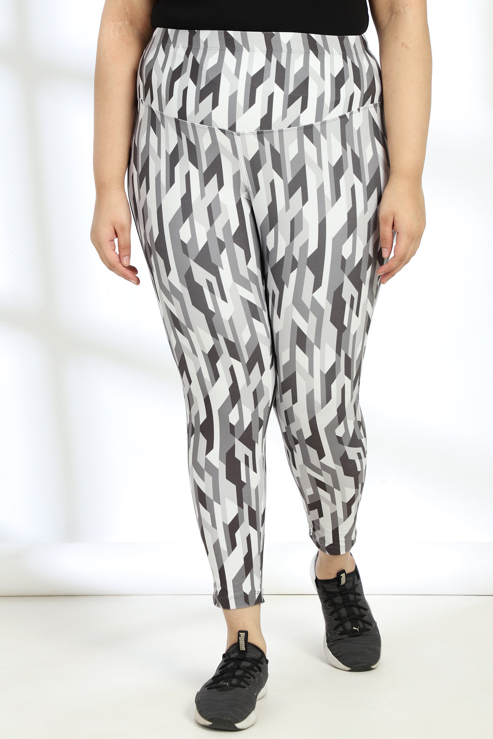 Geometric Camouflage Tummy Shaper Printed Leggings