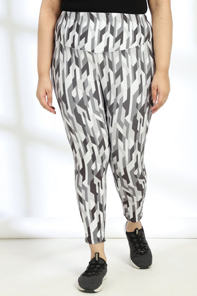 Geometric Camouflage Tummy Shaper Printed Leggings