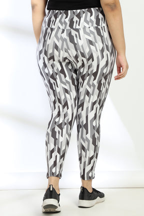 Geometric Camouflage Tummy Shaper Printed Leggings