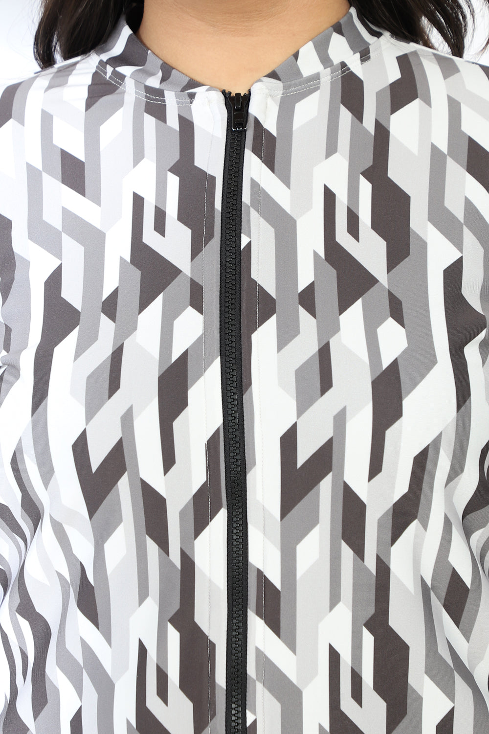 Plus Size Geometric Camouflage Printed Jacket