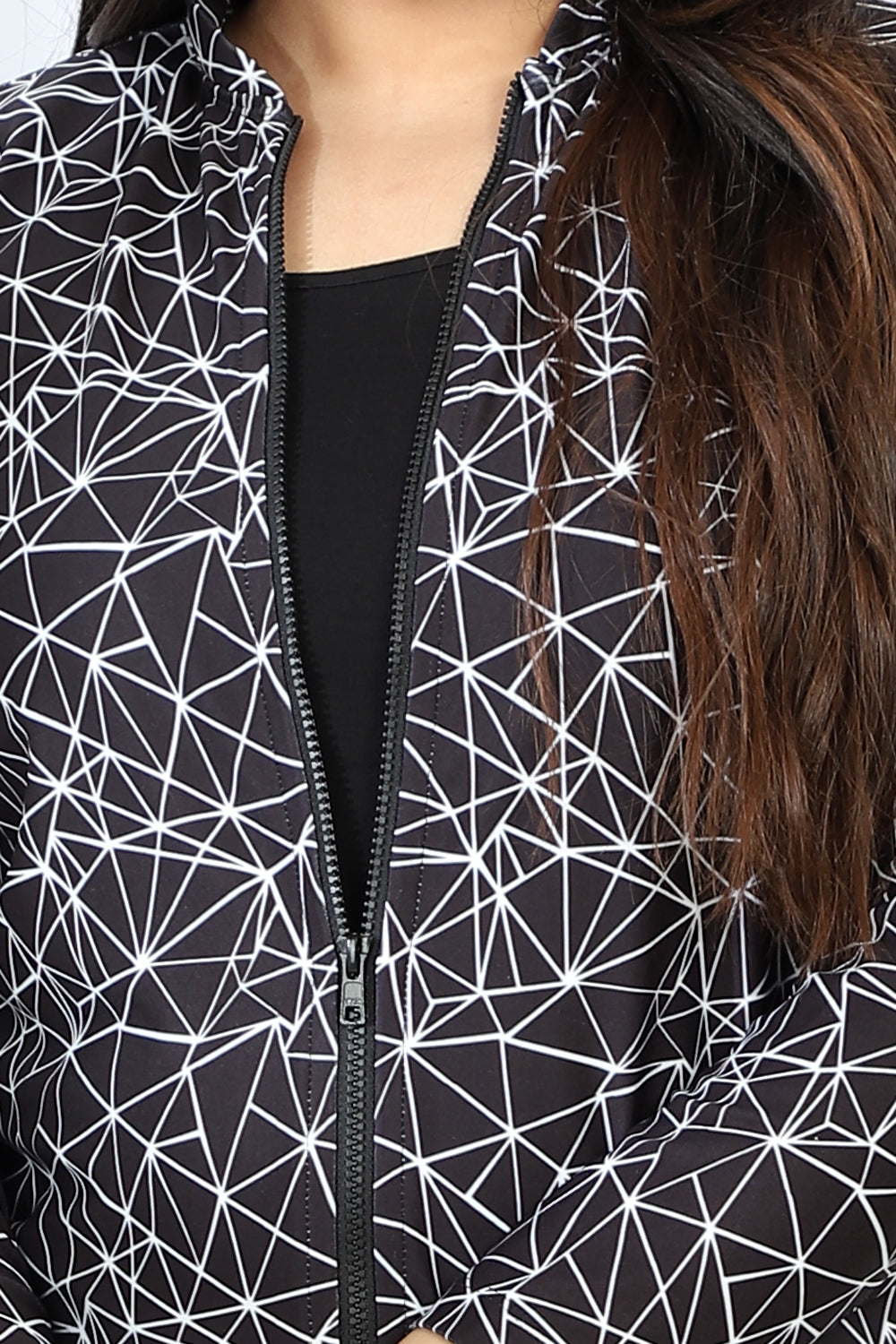 Black Abstract Prism Printed Jacket