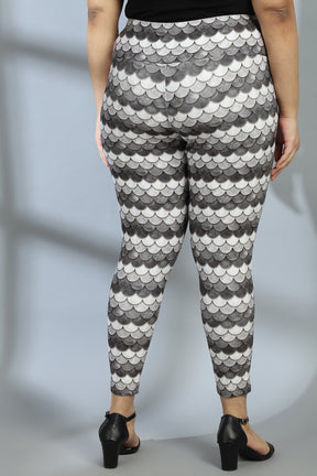 Monochrome Mermaid Tummy Shaper Printed Leggings