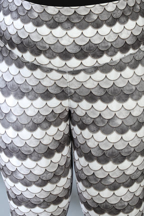 Monochrome Mermaid Tummy Shaper Printed Leggings