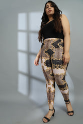 Gold Baroque Tummy Shaper Printed Leggings