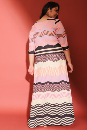 Playful Pastel Chevron Printed Dress
