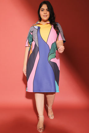 Modern Art Printed Polo Dress