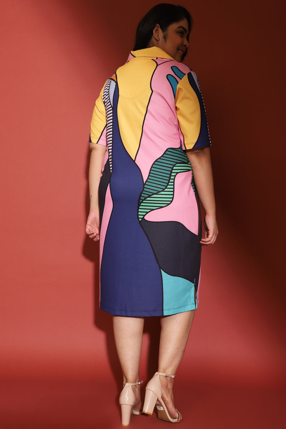 Modern Art Printed Polo Dress for Women