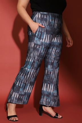 Indigo Printed Bootcut Pants