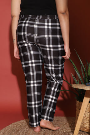 Black Plaid Printed Lounge Pants
