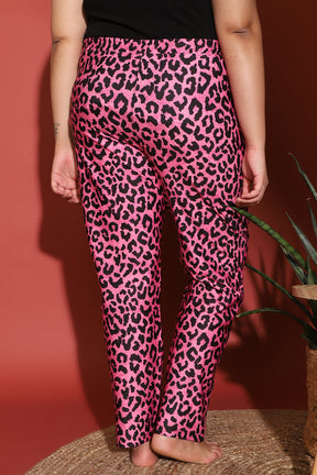 Pink Leopard Printed Lounge Pants