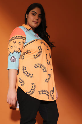 Color Block Centre Pleat Top
