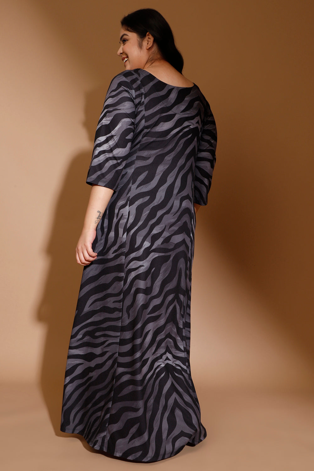 Black Nightiger Printed Maxi Dress for Women