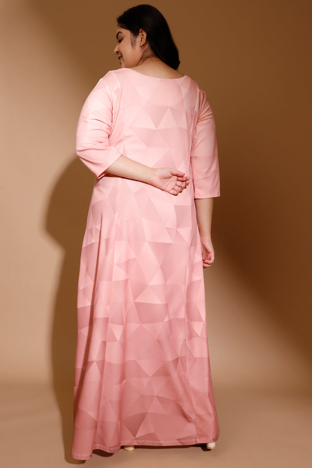 Salmon Prism Printed Maxi Dress for Women
