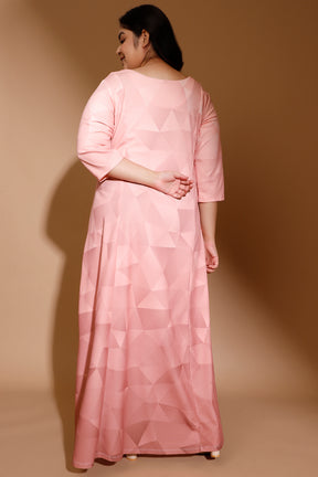 Salmon Prism Printed Maxi Dress