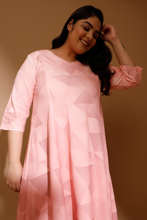 Salmon Prism Printed Maxi Dress