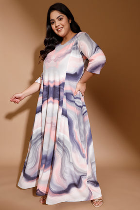 Pink Marbel Printed Dress