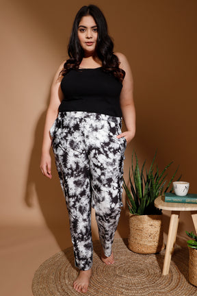 Black Tie Dye Printed Lounge Pants