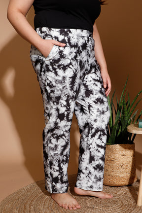 Black Tie Dye Printed Lounge Pants