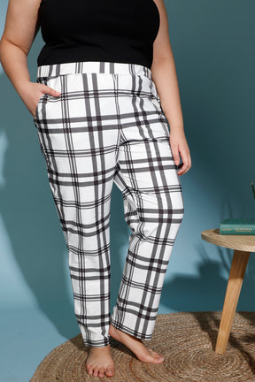 Black White Check Printed Lounge Pants