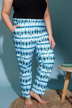 Blue Tie Dye Printed Lounge Pants