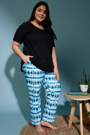 Blue Tie Dye Printed Lounge Pants