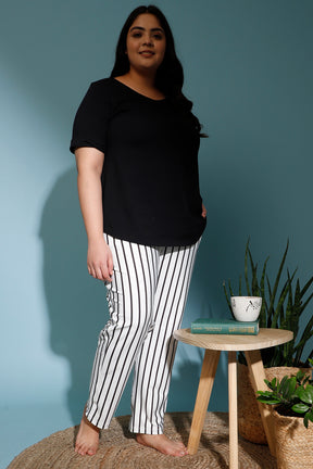 White Black Stripes Lounge Pants