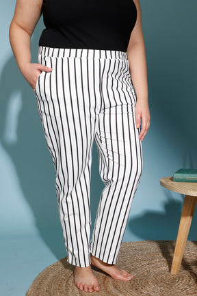 White Black Stripes Lounge Pants