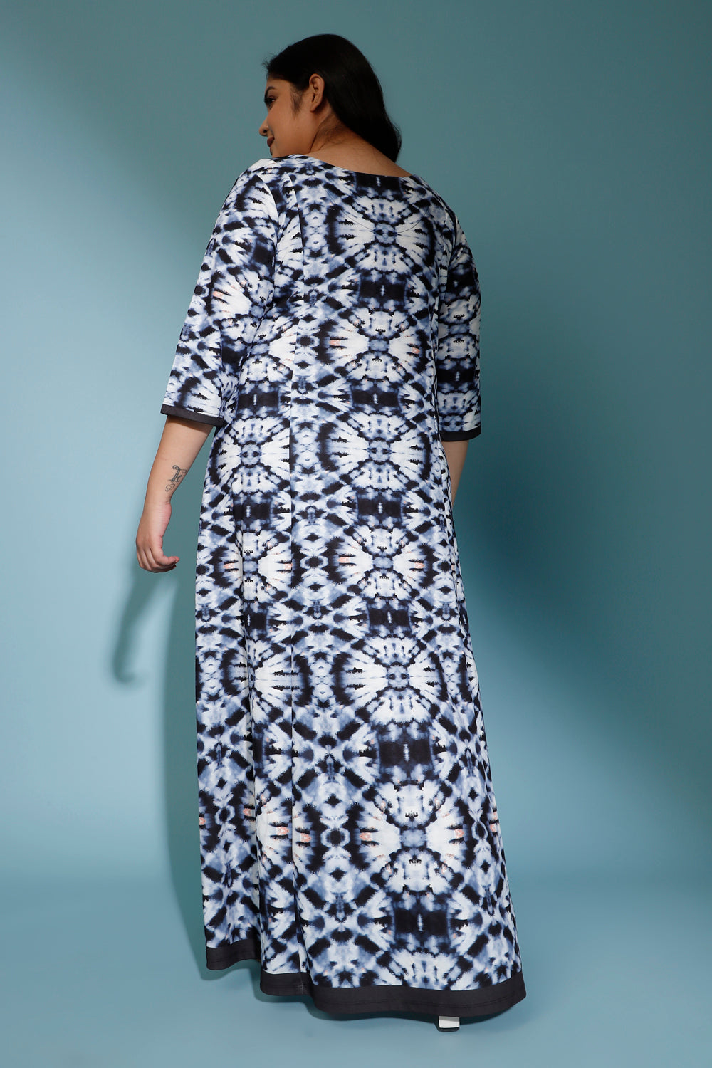 Shibori Inspired Printed Long Dress for Women