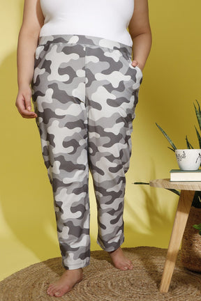 amydus grey camouflage printed plus size lounge pants