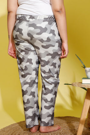 Grey Camouflage Printed Lounge Pants