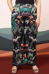 Plus Size Quirky Wildlife Black High Waist Pants