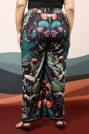 Plus Size Quirky Wildlife Black High Waist Pants