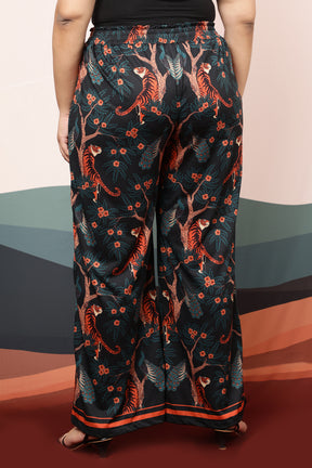 Plus Size Jungle Print High Waist Pants