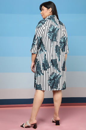Tropical Stripes Shirt Dress