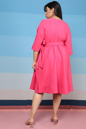 Plus Size Bright Pink True Wrap Dress