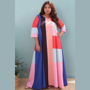 amydus colour block 8xl size long dress