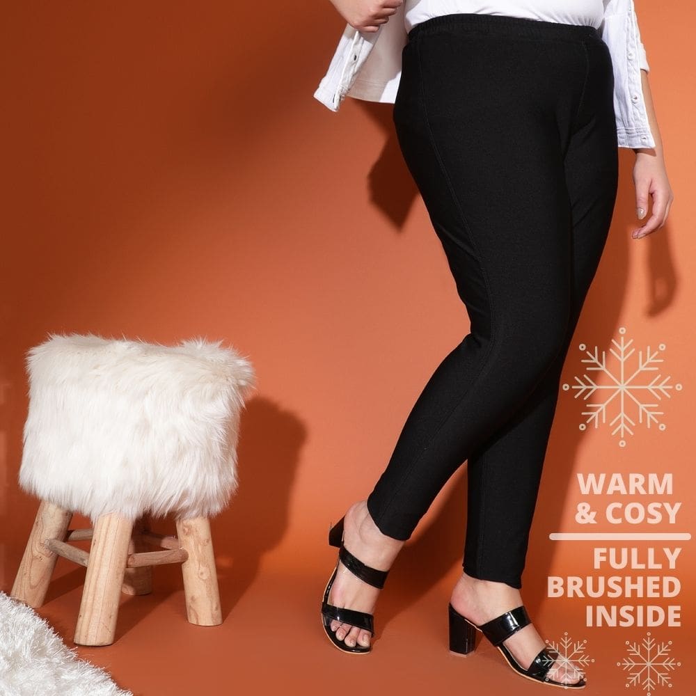 Buy Comfy Plus Size Black Leggings in Warm Winter Fleece