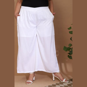 White Basic Palazzo Pants