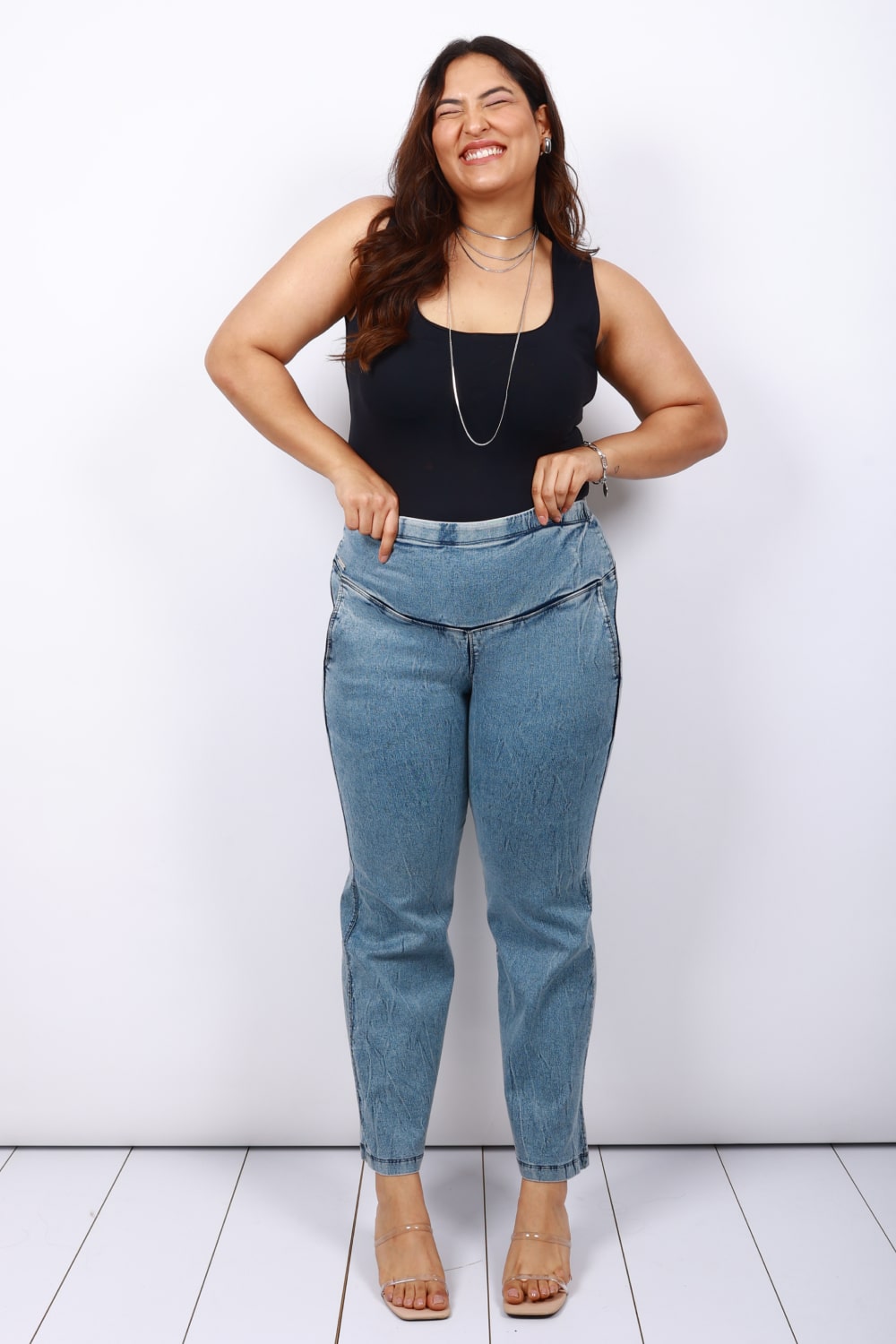 Woman Within Womens Plus Size Drawstring Denim Wide-Leg Pant Pants - 20 W