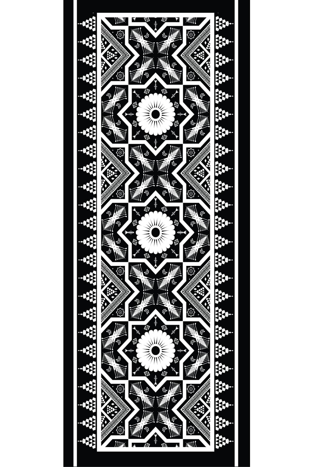 Black Monochrome Mural Dupatta for Women