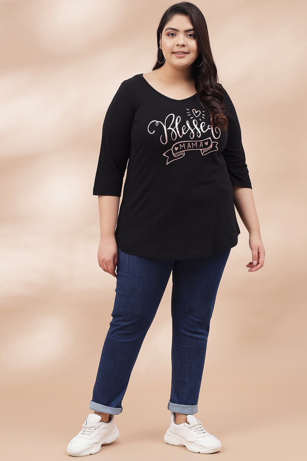 Plus Size Blessed Mama Black Tshirt