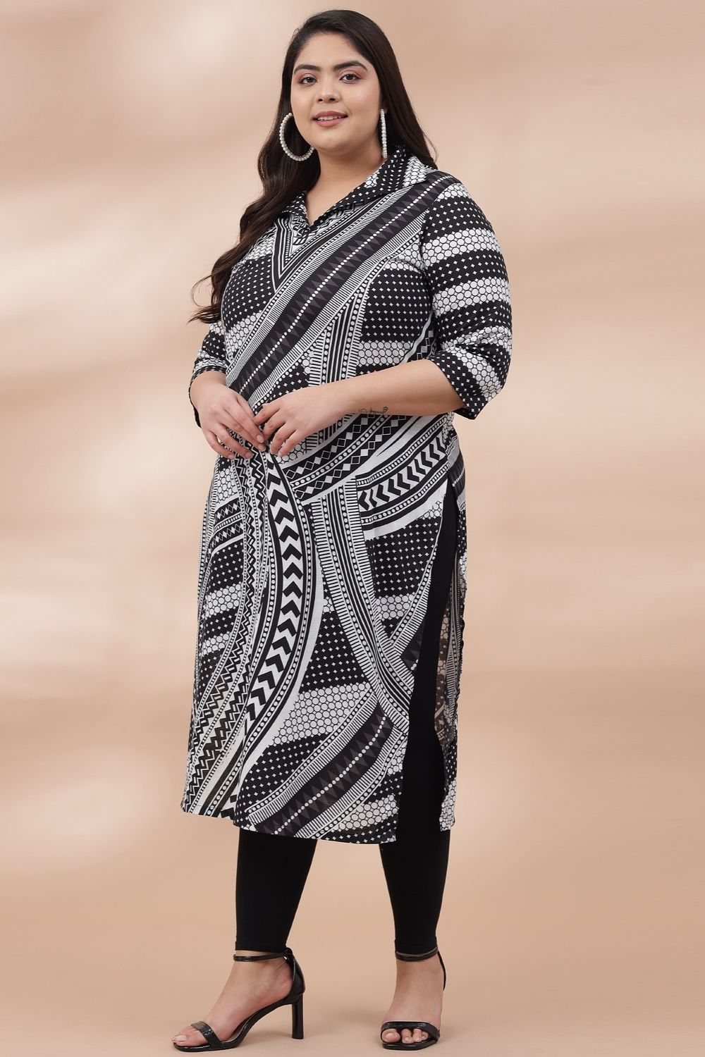 Amydus Monochrom Melody 5xl Size Blended knit fabric Collar Kurta